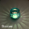 نمای جا شمعی شیشه‌ای سبزآبی با وارمر روشن